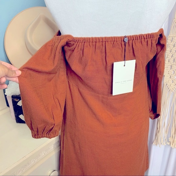 NWT Spell & the Gypsy Rani Mini Dress Rust Linen S - Picture 9 of 14